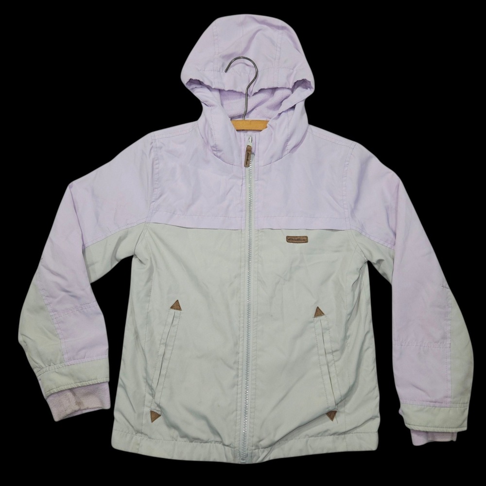 Eddie Bauer Hooded Full Zip Jacket Lavender Gray Colorblock Sz S(7)